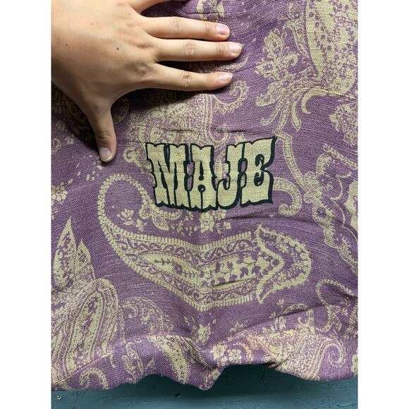 Maje Large Tote Bag Purple Paisley Print Linen Shoulder Carryall Boho Style - Picture 3 of 12